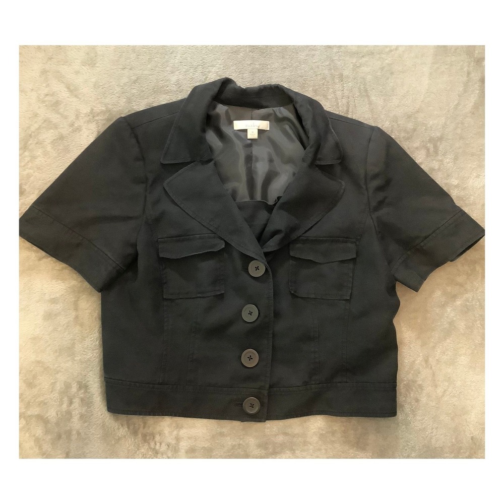 Caslon Women's 16 Black 100% Silk Short‎ Sleeve Cropped